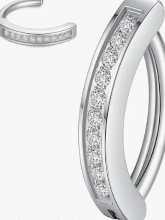 Belly ring body jewelry naval ring crystal rhinestones titanium silver - Picture 1 of 1